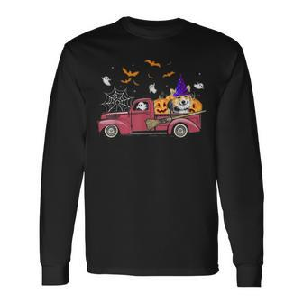 Corgi Halloween Pumpkin T- Long Sleeve T-Shirt - Thegiftio UK