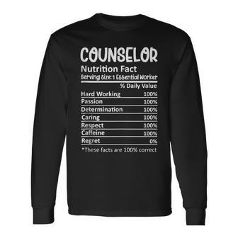 Counselor Nutrition Facts Counseling Guidance V2 Long Sleeve T-Shirt - Seseable