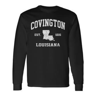 Covington Louisiana La Vintage State Athletic Style Men Women Long Sleeve T-Shirt T-shirt Graphic Print - Thegiftio UK