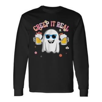 Creep It Real Ghost Boys Girls Halloween Costume Long Sleeve T-Shirt - Thegiftio UK
