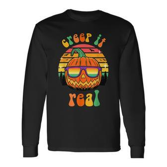 Creep It Real Halloween Ghost Groovy Spooky Witch Boys Girls Long Sleeve T-Shirt - Seseable