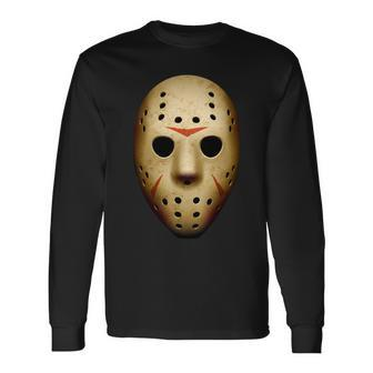 Creepy Goalie Hockey Halloween Mask Long Sleeve T-Shirt - Thegiftio UK