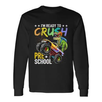 Crush Preschool Dinosaur Monster Truck Teacher Long Sleeve T-Shirt - Monsterry AU