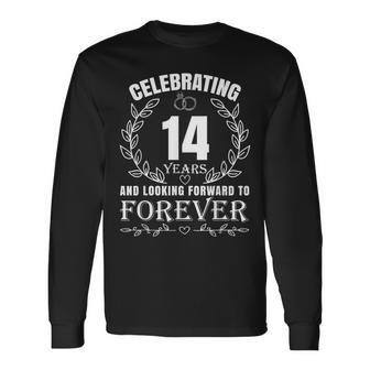 Cute 14Th Wedding Anniversary For Couples Married 14 Year Long Sleeve T-Shirt - Seseable