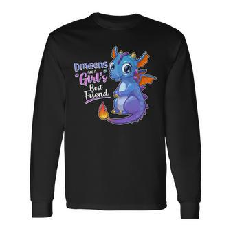 Cute Dragons Are A Girls Best Friend Long Sleeve T-Shirt - Monsterry DE