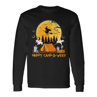 Cute Happy Camp-O-Ween Halloween Camping Camper Women Men Men Women Long Sleeve T-Shirt T-shirt Graphic Print - Thegiftio UK