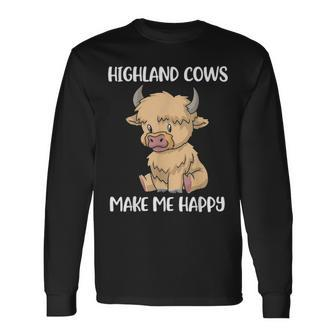 Cute Highland Cow Spirit Animal Cow Messy Hair Long Sleeve T-Shirt - Thegiftio UK