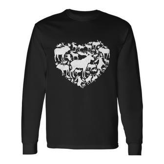 Cute Valentines Day Couple Heart Moose Animals Lover Long Sleeve T-Shirt - Monsterry UK