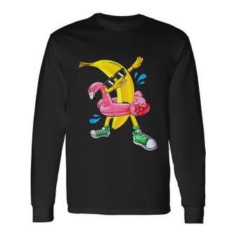Dabbing Banana Flamingo Float Aloha Beaches Hawaiian Long Sleeve T-Shirt - Thegiftio