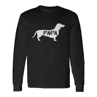 Dachshund Papa Dog Cute Puppy Doggie Animal Lover Doxie Dad Long Sleeve T-Shirt - Monsterry UK
