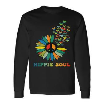 Daisy Peace Sign & Hearts Hippie Soul Retro Vintage Hippie Long Sleeve T-Shirt - Thegiftio UK