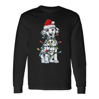 Dalmatian Dog Santa Christmas Tree Lights Xmas Long Sleeve T-Shirt - Thegiftio UK