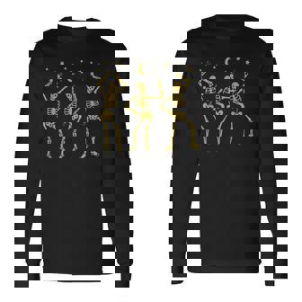 Dancing Skeletons Skeleton Dance Groovy Halloween Bones Long Sleeve T-Shirt - Seseable