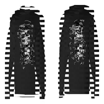 Day Of The Dead Beauty Skeleton Long Sleeve T-Shirt - Thegiftio