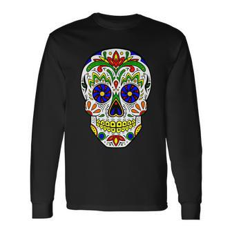 Day Of The Dead Skull Dia De Los Muertos Long Sleeve T-Shirt - Monsterry DE