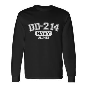 Dd-214 Navy Distressed Logo Tshirt Long Sleeve T-Shirt - Monsterry