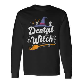 Dental Witch Halloween Dentist Long Sleeve T-Shirt - Seseable