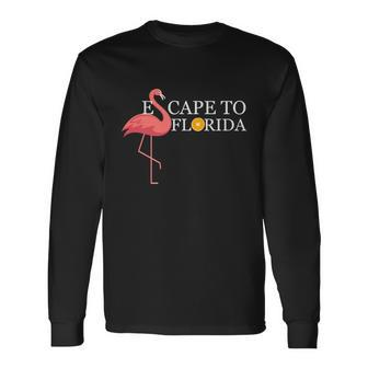 Desantis Escape To Florida Flamingo Orange Long Sleeve T-Shirt - Monsterry AU
