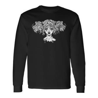 Devil Demon Horned Girl Goth Satanic Halloween Party Costume Long Sleeve T-Shirt - Seseable
