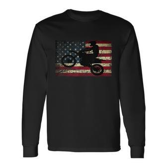 Dirt Bike Usa Flag For Bikers Motocross American Flag Long Sleeve T-Shirt - Monsterry AU
