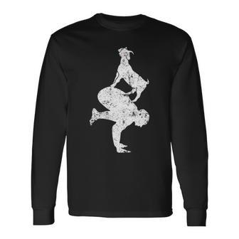 Distressed Vintage Retro Goats Yoga Long Sleeve T-Shirt - Thegiftio UK