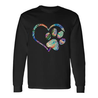 Dog Paw Print Tie Dye Rainbow Dog Lover Rescue Retro S Long Sleeve T-Shirt - Monsterry