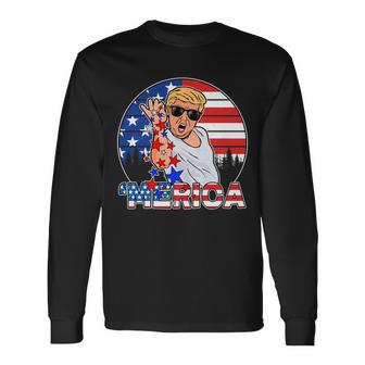 Donald Trump Merica Salt Bae Long Sleeve T-Shirt - Monsterry