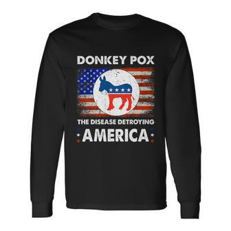 Donkey Pox The Disease Destroying America Usa Flag Long Sleeve T-Shirt - Monsterry UK