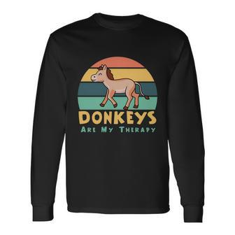 Donkeys As Therapy Mule Farm Animal Long Sleeve T-Shirt - Monsterry