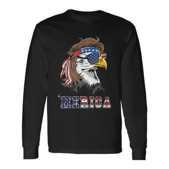 Eagle Mullet 4Th Of July American Usa Us Flag Merica Eagle Long Sleeve T-Shirt - Monsterry