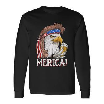 Eagle Mullet 4Th Of July Beer Usa American Flag Merica Long Sleeve T-Shirt - Monsterry UK