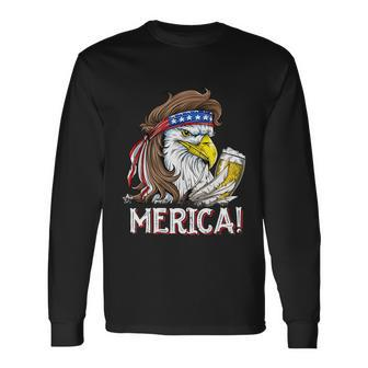 Eagle Mullet 4Th Of July Beer Usa American Flag Merica Meaningful Long Sleeve T-Shirt - Monsterry AU