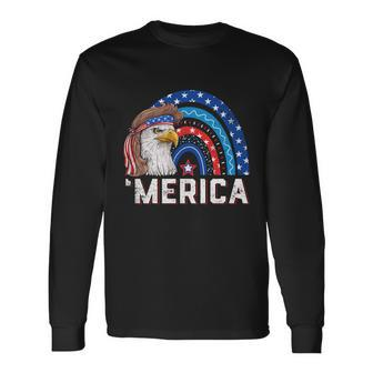 Eagle Mullet 4Th Of July Rainbow Usa American Flag Merica Long Sleeve T-Shirt - Monsterry