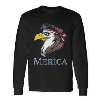 Eagle With A Mullet Merica 4Th Of July Usa American Flag Long Sleeve T-Shirt - Monsterry DE