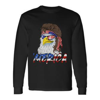 Eagle Mullet Merica 4Th Of July Usa American Flag Patriotic Long Sleeve T-Shirt - Monsterry UK