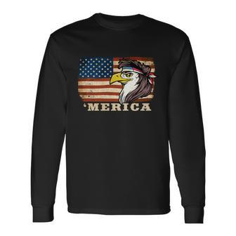 Eagle Mullet Usa American Flag Merica 4Th Of July Great Long Sleeve T-Shirt - Monsterry AU