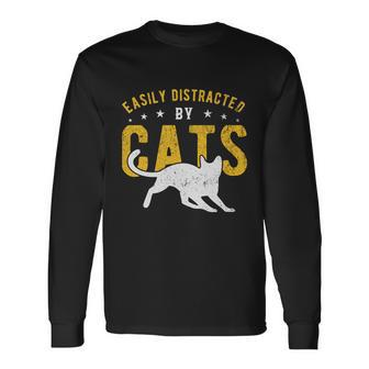 Easily Distracted By Cats Long Sleeve T-Shirt - Monsterry UK