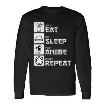 Eat Sleep Anime Repeat Tshirt Long Sleeve T-Shirt - Monsterry UK