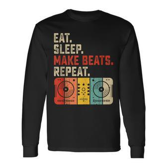 Eat Sleep Make Beats Beat Makers Music Producer Dj Dad Long Sleeve T-Shirt - Seseable