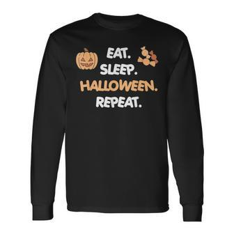 Eat Sleep Halloween Repeat Pumpkin Classic Men Women Long Sleeve T-Shirt T-shirt Graphic Print - Thegiftio UK