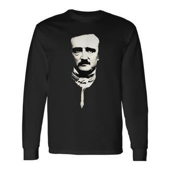 Edgar Allan Poe Writer Face Portrait Long Sleeve T-Shirt - Seseable