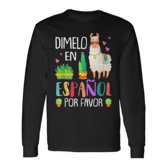 En Espanol Por Favor Bilingual Spanish Teacher Long Sleeve T-Shirt - Thegiftio UK