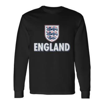 England Soccer Three Lions Flag Logo Long Sleeve T-Shirt - Monsterry AU
