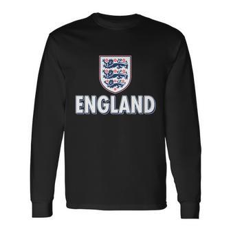 England Soccer Three Lions Flag Logo Tshirt Long Sleeve T-Shirt - Monsterry AU