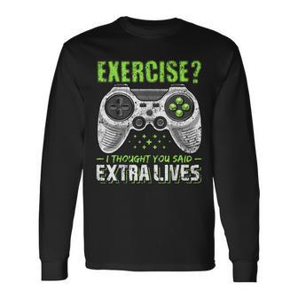 Extra Lives Video Game Controller Retro Gamer Boys V14 Long Sleeve T-Shirt - Thegiftio UK