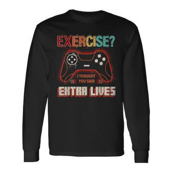 Extra Lives Video Game Controller Retro Gamer Boys V16 Long Sleeve T-Shirt - Thegiftio UK