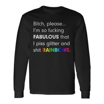 Fabulous Glitter And Rainbows Gay Pride Tshirt Long Sleeve T-Shirt - Monsterry CA
