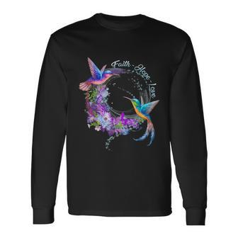 Faith Hope Love Hummingbird V2 Long Sleeve T-Shirt - Monsterry UK
