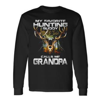 My Favorite Hunting Buddy Calls Me Grandpa Long Sleeve T-Shirt - Thegiftio UK