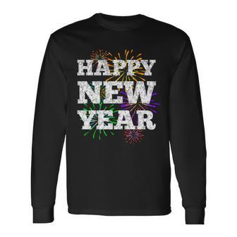 Festive Happy New Year Fireworks Long Sleeve T-Shirt - Thegiftio UK
